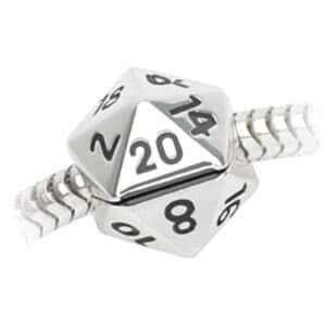 ThinkGeek D20 Charm; 925 St. Silver; Fits Pandora Moments Bracelets and Chains